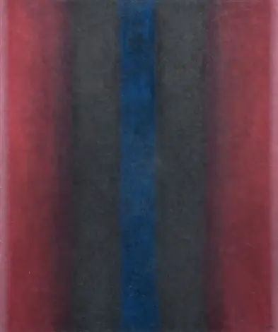 Abstract painting with vertical stripes.